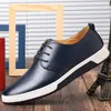 Sıcak satış-Lüks Erkek Ayakkabı Casual Deri Moda Trendy Siyah Mavi Kahverengi Düz Ayakkabı Erkekler Bırak İş elbisesi için rahat