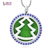 Fashion-Sale Hollow Christmas Tree 30mm Round Glossy Magnet Kan vara öppen 316L Rostfritt stål Parfym Pendant Fit Halsband utan kedja