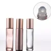 Essential Oil Use 10ml Pink Roll On Glass Roller Bottles With Crystal Gemstone Roller Ball And Rose Gold Cap SN402