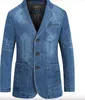 Mode-Mens Designer Jassen Winter Denim Blauwe Blazers Stijl Jassen Jas Enkele Breasted 4XL-jas