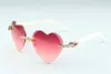 Directes de coupe de coupe en forme de coeur Direct Lunettes de soleil 8300687 Temples de corne de buffle blanc naturel Taille 58-18-140 MM307