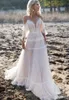 Modest A Cheap Line Spaghetti Straps Backless 1/2 Sleeve Bohemian Wedding Dresses Lace Bridal Gown Boho Vestidos