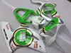 Motorcykel Fairing Kit för Kawasaki Ninja ZX 6R 600cc 03 04 ZX6R 636 2003 2004 Vitgröna Fairings Set ZX61