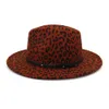 Sombrero Fedora de Panamá de ala ancha Vintage para exteriores para hombres y mujeres, sombreros Fedora de fieltro, gorras con estampado de leopardo, gorra Trilby de Jazz de 60 CM