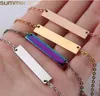 Necklaces High Quality Stainless Steel Blank Bar Necklaces 5 Colors Geometric Square Bar Pendant Necklace Pendants DIY Customize Jewelry