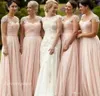 2019 Ucuz Sıcak Satmak Dantel Nedime Elbisesi Pembe Ülke Plaj Bahçe Resmi Düğün Parti Misafir Hizmetçi Onur Kıyafeti Artı Boyutu Özel Made