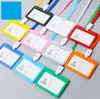 Portable ID IC Cards case with Lanyard string rope plastic neck card Holder tag bus cards set office school supplier Stationery