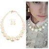 Mode Big Pearl Collier et boucles d'oreilles Set Designer Mesdames chaîne de clavicule courte avec perles artificielles tour de cou 7 couleurs en gros