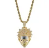 14K Gold Iced Out CZ Bling Naruto Sasuke Pendant Necklace Mens Micro Pave Cubic Zirconia Simulated Diamonds Necklace242r