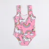 Baby girl diseñador bikini unicornio flama flama una pieza bikini traje de baño 3 estilos verano niños traje de baño playa bikini ejy39