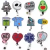 Key Rings Medical Cartoon Felt Retractable Badge Holder Pull Reel Nurse ID Name Card Tag With Clip