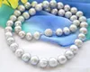 Free shipping Hot sale ~~~~~ large round gray freshwater 24 inch cultured pearl necklace