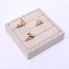[DDisplay]Square Small Linen Ring Jewelry Display Special Ice Velvet Earring Studs Window Stand Shop Storage Classic Grey Jewelry Holder