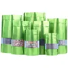 Sacos de pacote de folha mylar verde fosco com janela transparente, tamanhos diferentes, embalagens de armazenamento de alimentos, bolsas com zíper para nu7072539