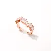 Hermoso anillo de diamante rectangular brillante dispuesta irregularmente anillo abierto C diseñador de la marca anillo de bodas de joyería para mujeres