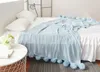 100 * 105 150 * 200 Hot Sale Cotton Pom Crochet Malha Blanket Tópico para crianças Swaddling de decoração de casa Cobertores 5 cores M1292