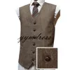 Hot Sale Wedding Vintage Brown Tweed vests 2019 custom made Groom vest mens slim fit tailor made wedding vests for men