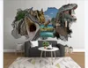 Aangepaste foto behang voor muren moderne minimalistische 3D muur dinosaurus kinderkamer achtergrond muur muurschildering creatieve behang 3d