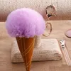 Newest 17 Colors Pom Pom Ball Keychains Ice cream Fur Key Rings For Women Key Holder Birthday Gifts Support FBA Drop Shipping