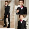 Summer Black Boy's Formal Wear Peaked Lapel Slim Fit Kids Wedding Tuxedos Prom Party Pants Suits (Jacket+Vest+Pants)