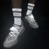Coco céu estrela tendência reflexiva personalidade bouncy meias meias masculino e fêmea hip hop popular logotipo meias