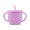 Baby Silicone Sippy Cups Baby Learning Drinkware Silicone Sippy Cups För Toddlers Kids Anti-Slip Baby Cup med sugrör