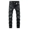 Mäns Ripped Biker Jeans Bomull Slim Fit Man Motorcykel Byxor Män Vintage Distressed Patchwork Denim Trousers 9 Färger Storlek 40 Y19072301