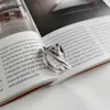100% 925 anéis de prata esterlina para mulheres pesadas multicamadas trançadas anel meninas ajustáveis ​​anéis abertos instrução jóias