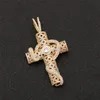 Hip Hop Iced Out Zircon 3d Cross Snake Collier Gold Silver plaqué HOMME BLING BLING GIED300G