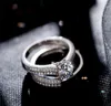 Fine Jewelry 100% Original 925 Srebrne Pierścienie Zestaw Dla Kobiet Cubic Cyrkon Zaręczyny Obrączki Ustaw Prezent R131
