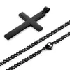 High Polished 316L Stainless Steel Hip Hop Simple Style Cross Pendant Necklace For Men Women Jewelry Black Steel Gold