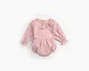 Ins Abbigliamento per bambini Primavera Autunno Pagliaccetto 100% cotone Colletto con volant Tinta unita Manica lunga Pagliaccetto per bambina Abbigliamento cuasual per bambini