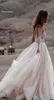 2019 Chic Bohemia Beach A Line Party Gown Wedding Dresses Backless Crystals Country Bridal Gowns Boho Vestido de Novia3203485