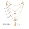 Women Necklaces Angel Heart Pink Crystal Virgin Mary Pendant Clavicle Chain Multilayer Gold Necklace Set Engagement Jewelry Gift215q