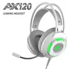 AX120 LED Light Gaming Headphones Wired Stereo Hifi Headsets PC Phone Laptop Games Headband PS4 Xbox Game Earphone 3.5mm Microphone Pink