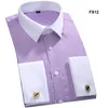 2019 New Design White Collar Striped French Cufflinks Men Shirts Long Sleeve French Cuff Party Men Dress Shirts Plus Size 4XL 46