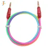 100pcs/lot Audio Cable 3.5 Jack Male to Male Rainbow Round Bullet Cloth Audio Aux Cable For iPhone Car Headphone Speaker Wire Line Aux Cord