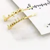 Haarspange – minimalistische metallische Gold-Haarspangen für Damen und Mädchen, lustige Worte, Handschrift, Buchstaben, gebogene Bobby-Pins, seitliche Pony-Haarnadeln