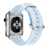 Apple Watch Series 4 3 2 1 화려한 무지개 가죽 밴드 팔찌 iWatch 벨트에 대한 정품 가죽 스트랩 38mm 42mm 44mm 40mm