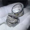 Choucong Luxury Big Ring Pave Inställning 5a Zircon Crystal Gul Vit Guldfylld Engagemang Bröllop Band Ringar För Kvinnor Män