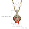 Doll Head Mask Pendant Necklace Iced Out Cubic Zircon Hip Hop Gold Silver Color Men Women Charms Chain Jewelry1115702