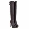 Hot Sale-KEBEIORITY Spring Autumn Women Boots Over the Knee Sexy High Heels Thigh High Leather Boots Black Brown Platform Women Shoes