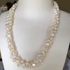 NOUVEAU 3 brins baroque blanc collier de perles d'eau douce long 50cm bijoux de mode