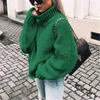 Frauen Pullover Mode Batwing Hülse Lose Rollkragen Gestrickte Herbst Winter Lange Warme Solide Plus Größe Pullover