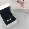 التصميم الكلاسيكي جولة CZ Diamond Stud Enring مجموعة مربع أصلي لـ Pandora 925 Sterling Silver Earrings Accessories