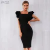 Adyce 2019 nya anländer sommar kvinnor kändis fest bandage klänning vestido sexig svart ruffles fjäril ärm bodycon club klänning y19051102