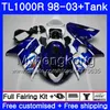 + Танки стоковые столовые синие рамки для Suzuki SRAD TL 1000 R TL1000R 98 99 00 01 02 03 304HM.14 TL1000 R TL 1000R 1998 1999 2000 2001 2002 2003 Объекты