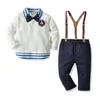 Küçük Erkek Üç Parça Set T-Shirt Askı Pantolon Çocuk Setleri İlkbahar Sonbahar Çocuk Suits