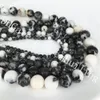 4mm 6mm 8mm 10mm 12mm natürliche Edelsteinperlen DIY Schmuckzubehör glatt weiß schwarz Zebra Jasper Perlen Runde Stein Spacer Perlen 5 Stränge