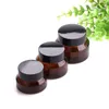Fast Shipping 15g 30g 50g Cosmetic Cream Containers Brown Cream Eye Shadow Nails Powder Empty Glass Containers Wholesale